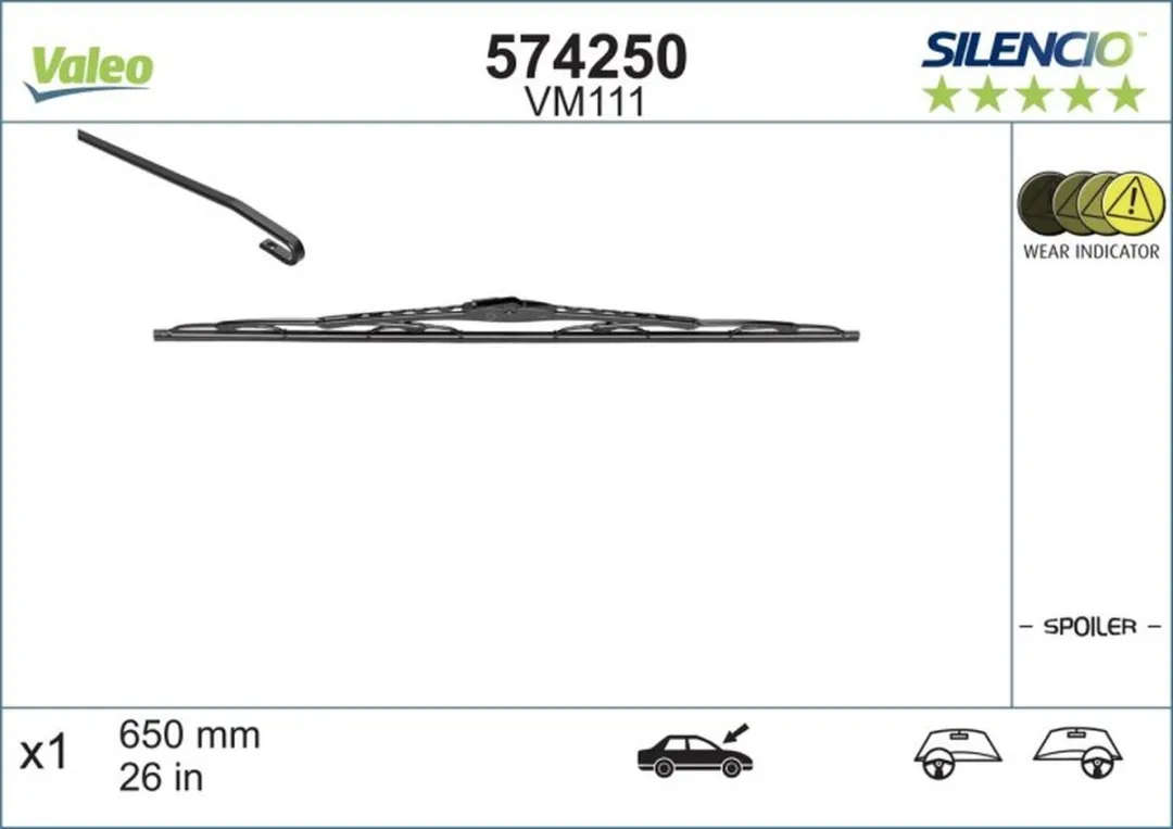 Valeo Silencio VM111 Spoilerwisser 65cm - Toyota Avensis