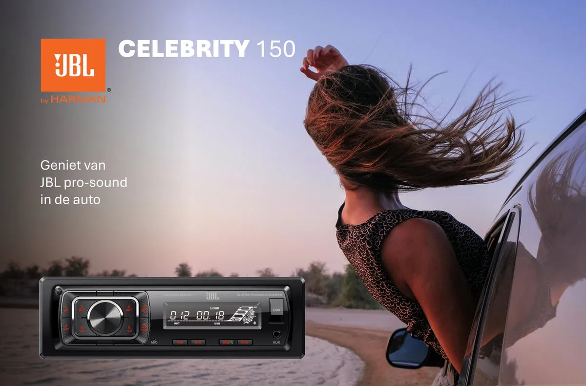 JBL Celebrity 150 Autoradio - Bluetooth - USB - 1 DIN - Zwart