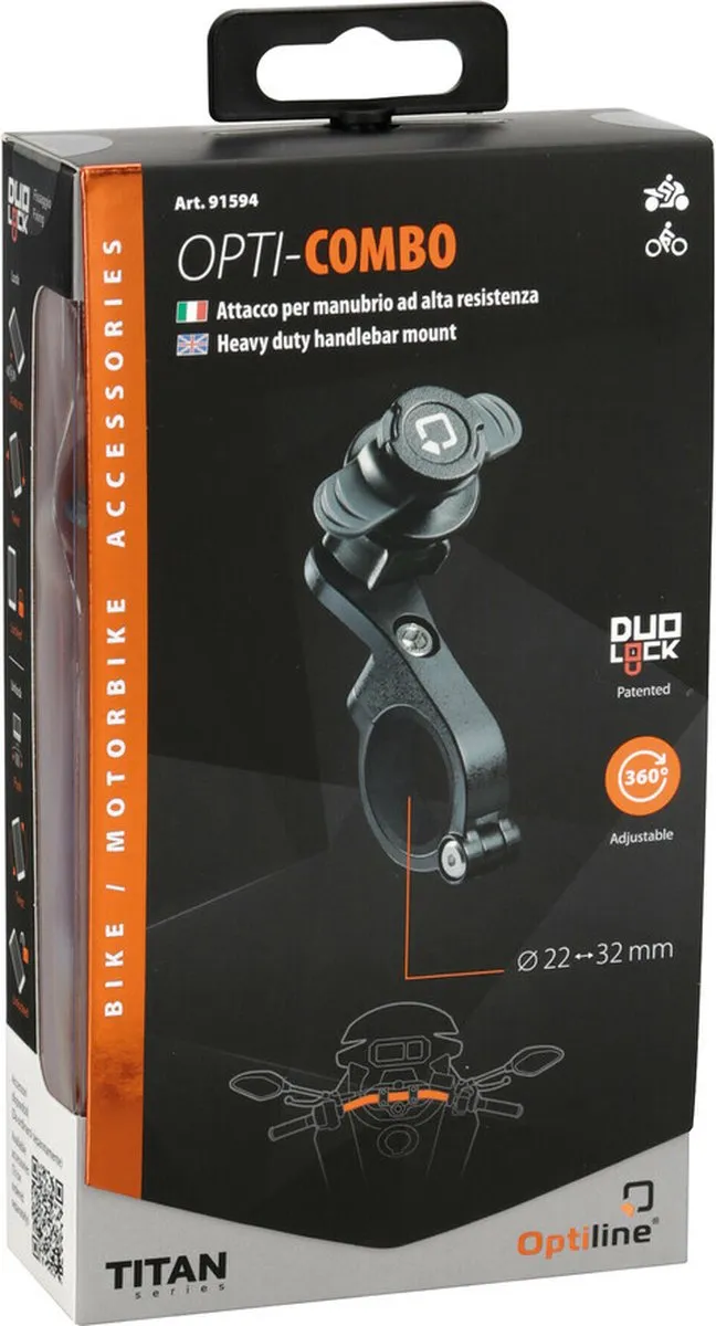 Optiline Titan Combo Stuurbevestiging 91594 - 7.2 Inch - Zwart - afbeelding 6 van 6