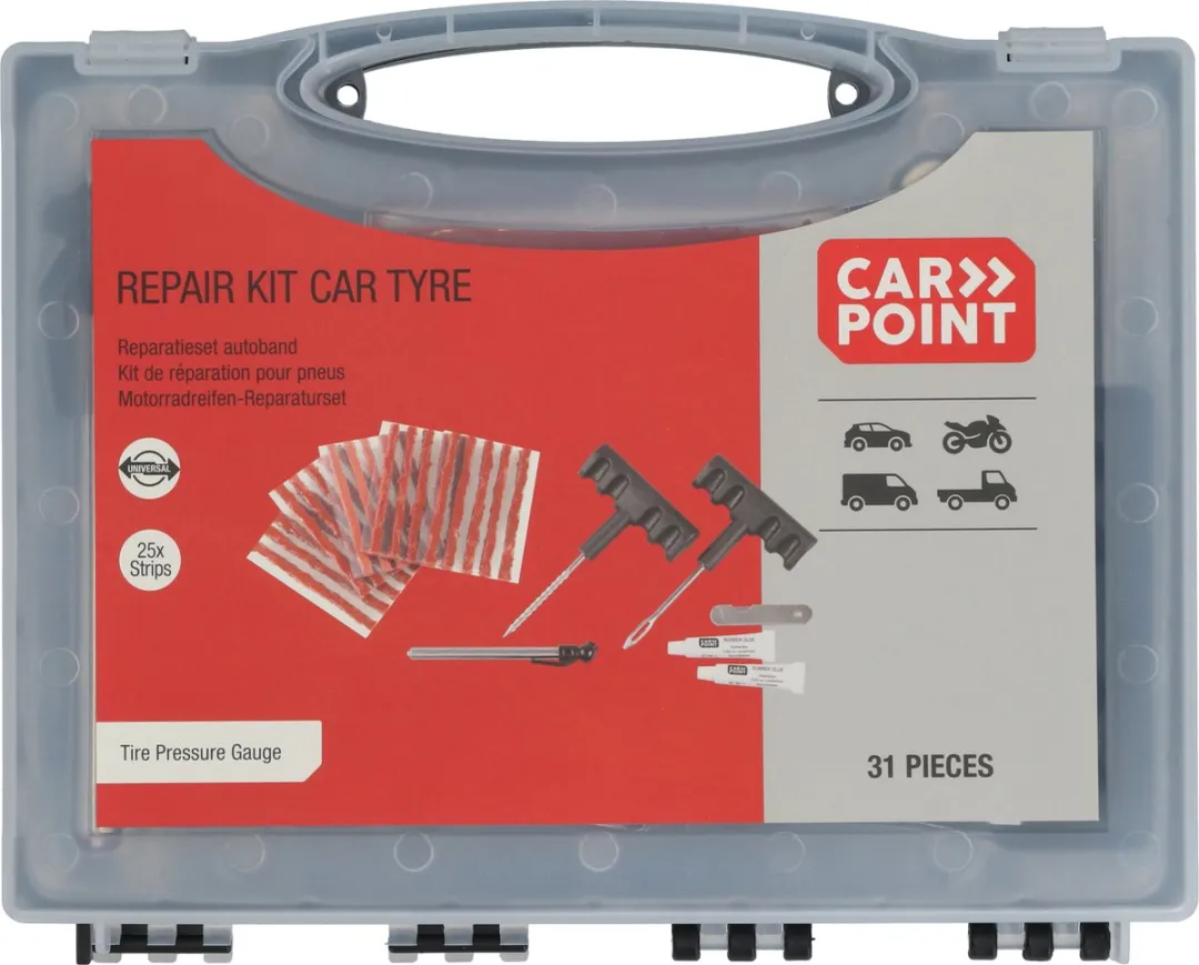 Carpoint Bandreparatieset 31-delig - Universeel - Inclusief spanningsmeter