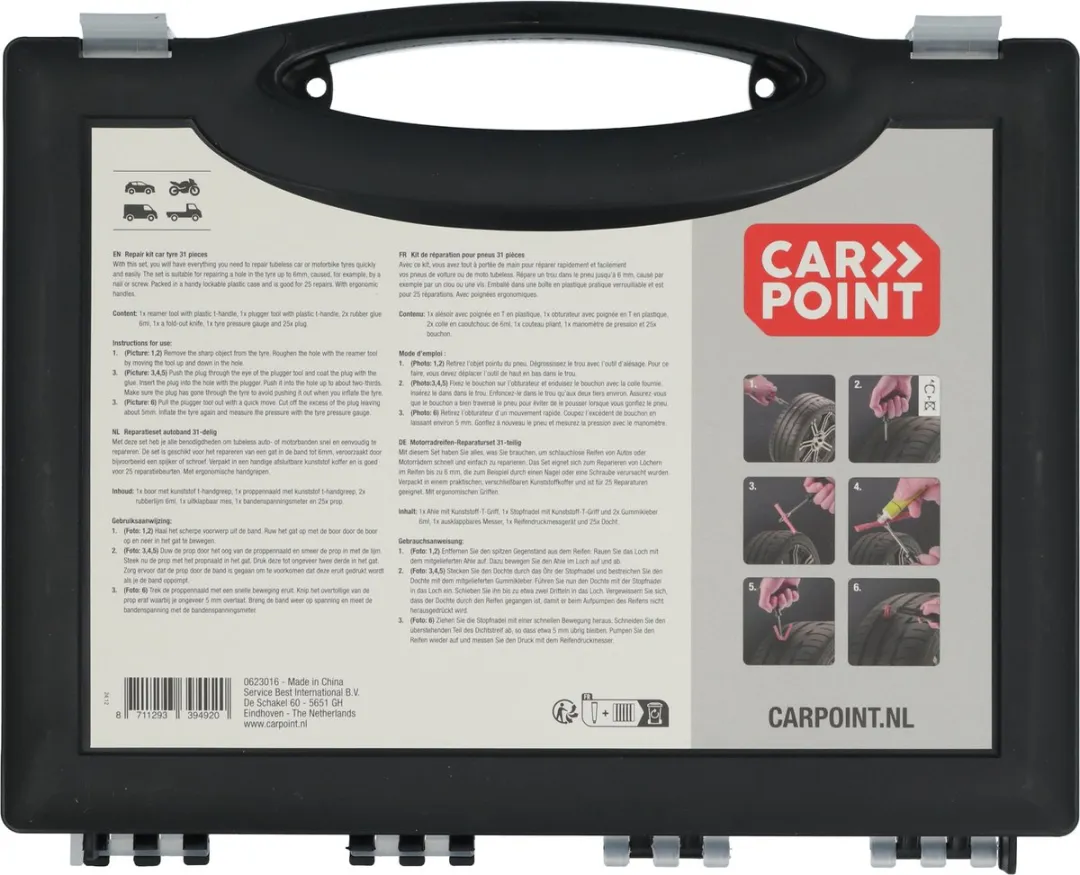 Carpoint Bandreparatieset 31-delig - Universeel - Inclusief spanningsmeter