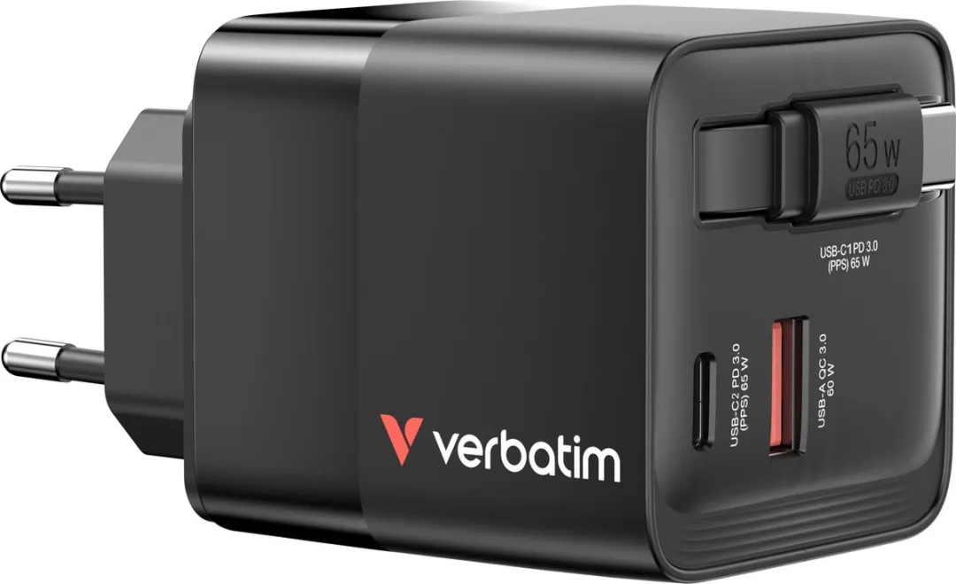 Verbatim GaN Wandlader 65W 2-Poorten 32217 - Zwart