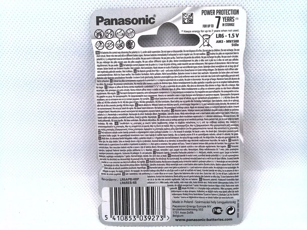 Panasonic AA Alkaline Batterijen 2700mAh - 4 Stuks