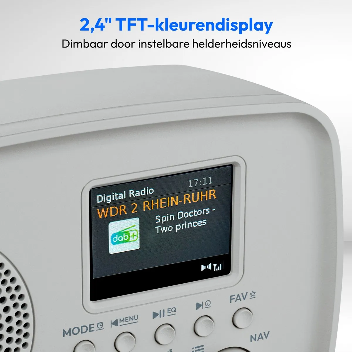 MEDION DAB+ radio met Bluetooth DRE-1 (DAB Plus, FM-radio, druppelbescherming, telescoopantenne, wekker, sluimerfunctie, instelbare display-dimmer, ASA-noodwaarschuwingssysteem), grijs