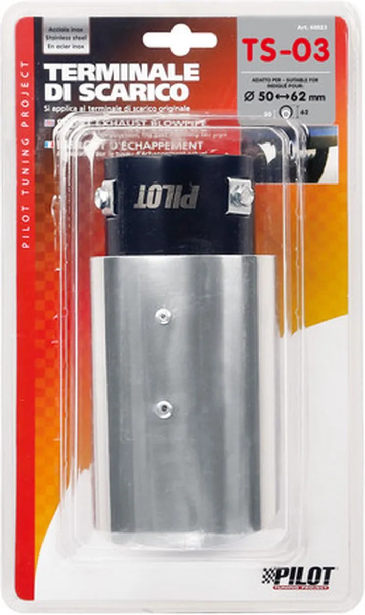 Lampa TS-03 RVS Uitlaatpijp 50mm - Zilver