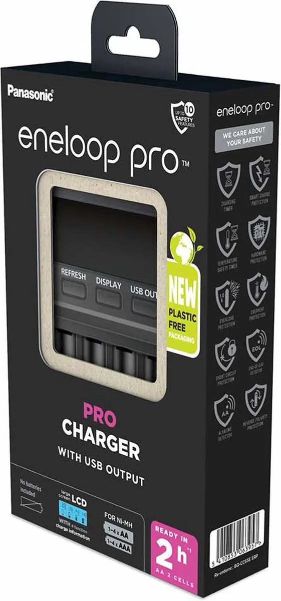 Panasonic Eneloop Pro Snelle Charger BQ-CC65E - 4x AA/AAA - Zwart