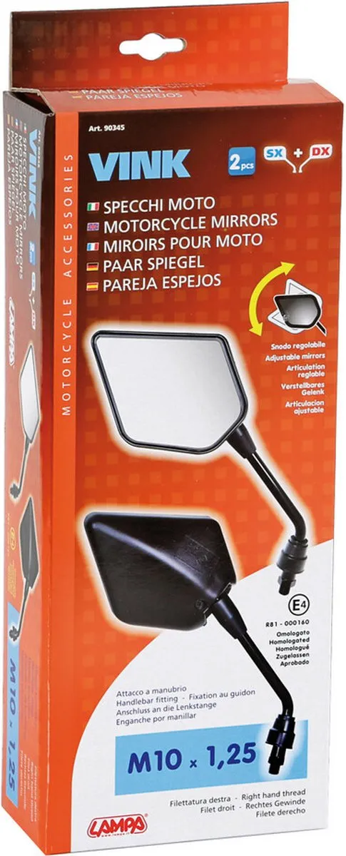 Lampa Vink Achteruitkijkspiegel Motor M10 - Verstelbaar