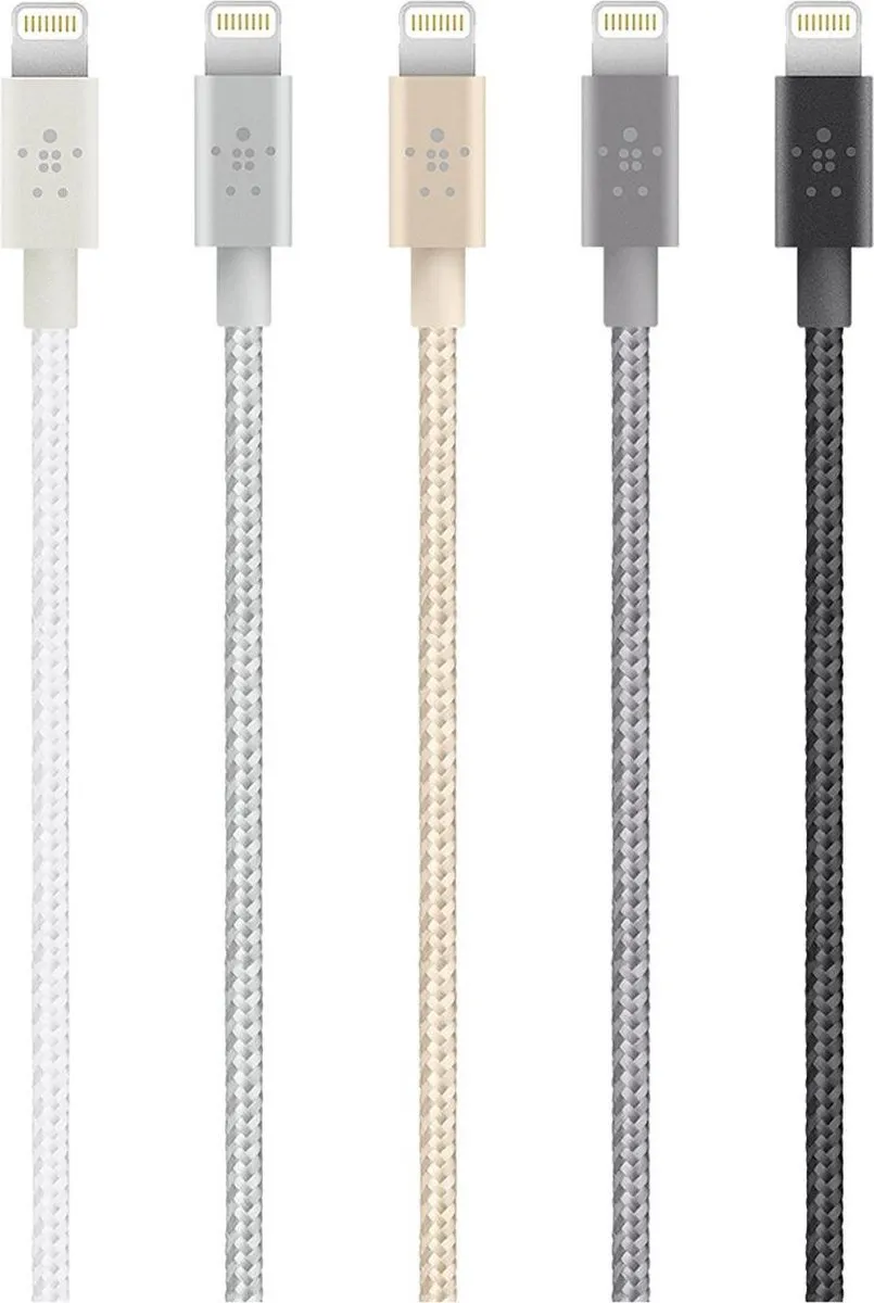Belkin MIXIT Metallic Apple Lightning naar USB Kabel 1.2m - Wit