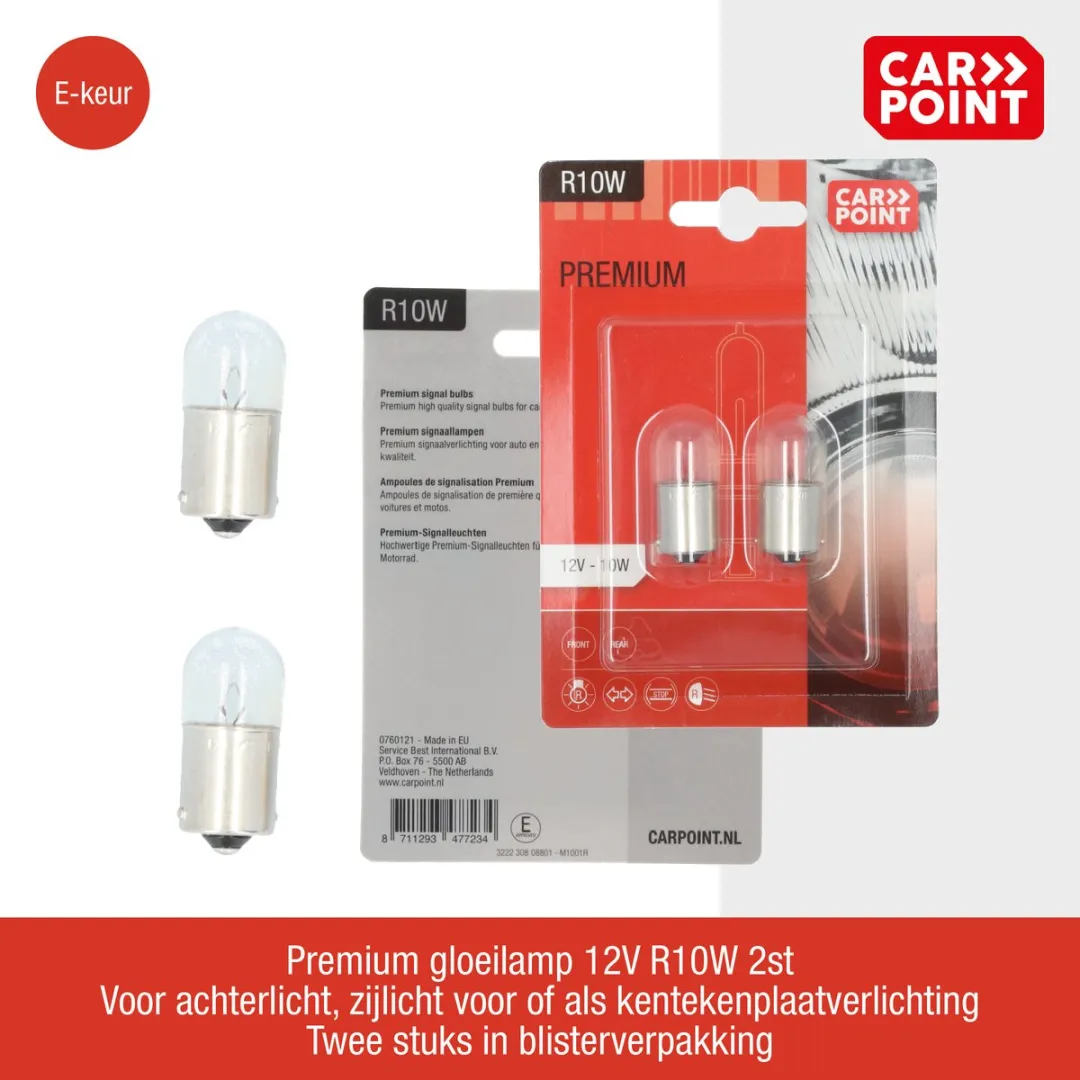 Carpoint Premium R10W Autolampen 12V - Set van 2