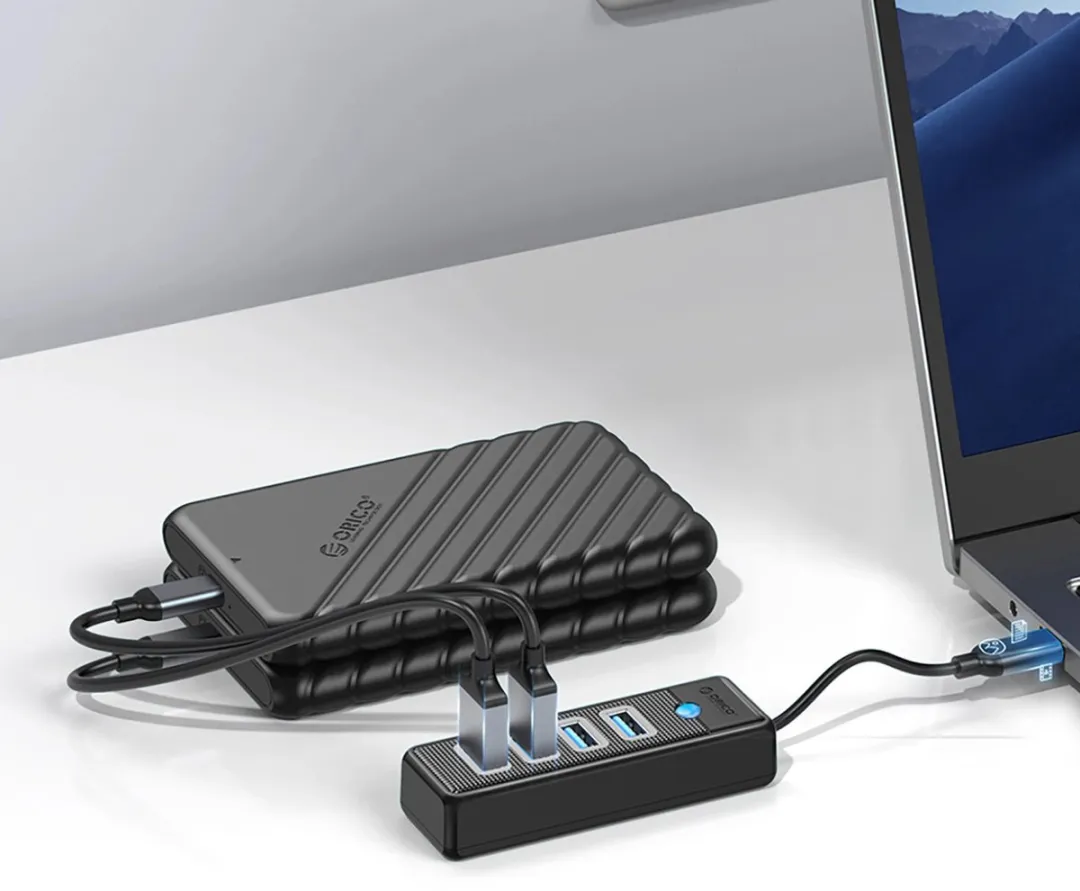 ORICO USB-C Hub 4x USB-A 3.0 - Transparant - afbeelding 2 van 5