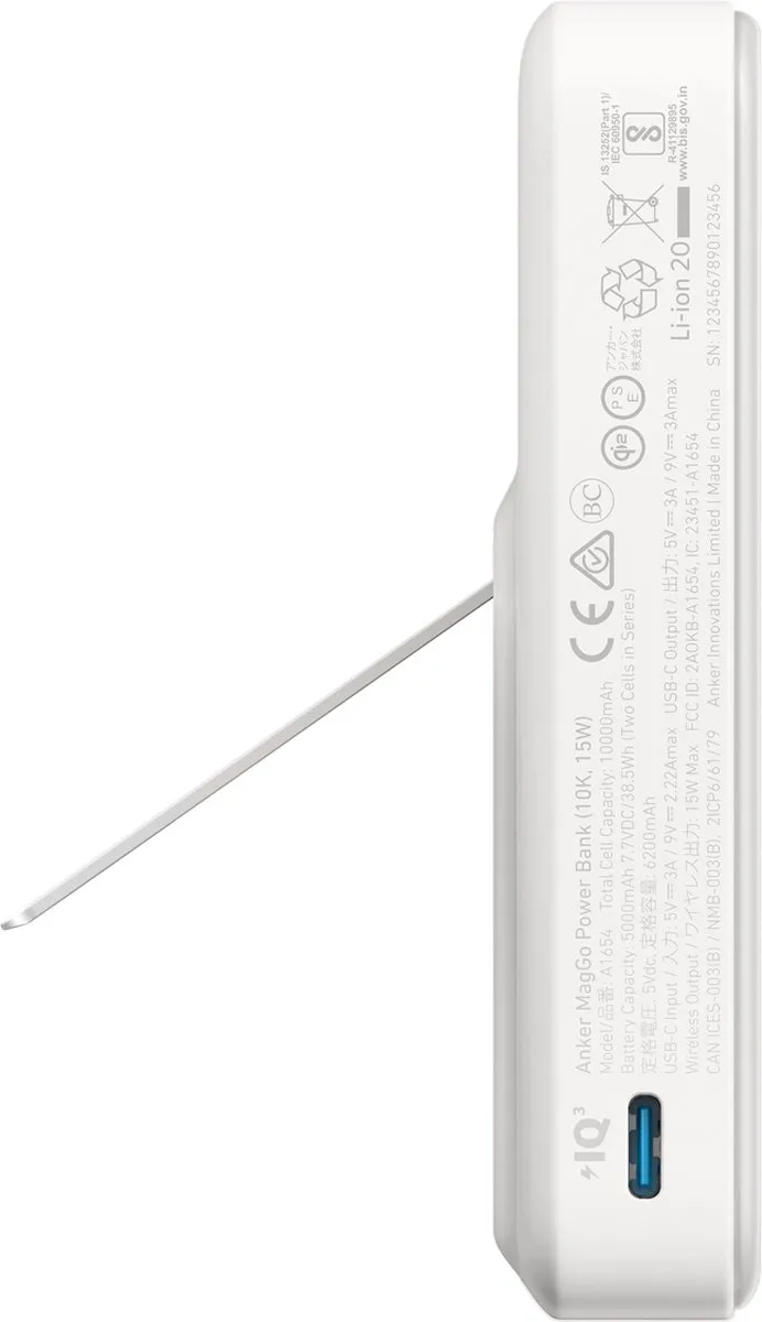 Anker MagGo Powerbank 10000mAh A1654G21 - 15W Draadloos - Wit