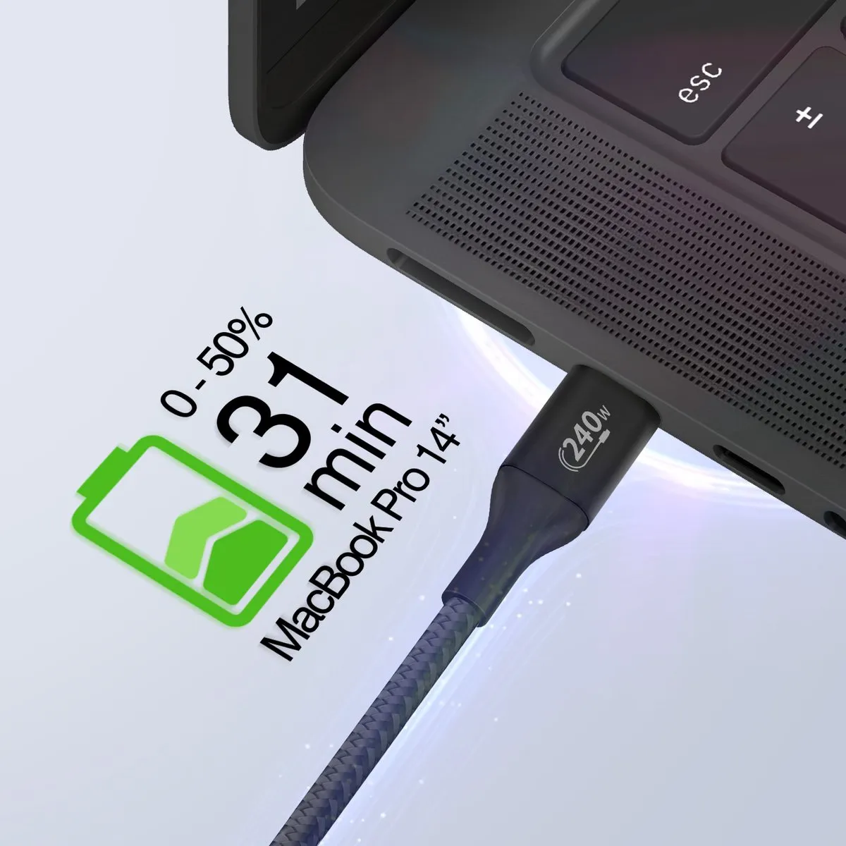 Belkin USB-C 240W BoostCharge Nylon Gevlochten 1m - CAB015BT1MBK - Zwart