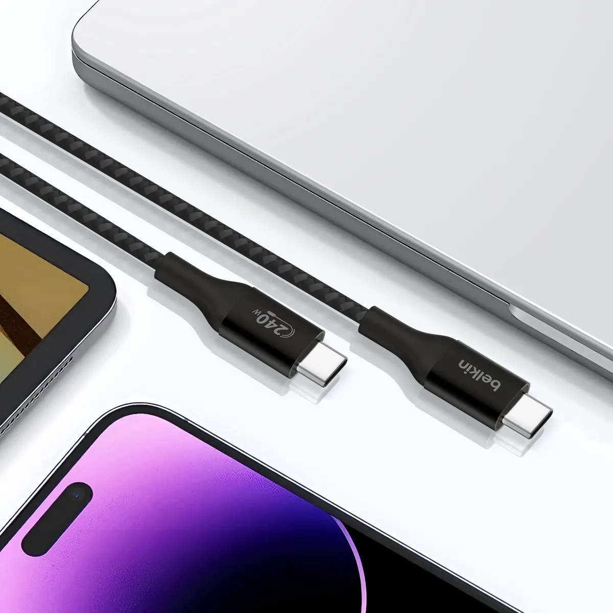 Belkin USB-C 240W BoostCharge Nylon Gevlochten 1m - CAB015BT1MBK - Zwart