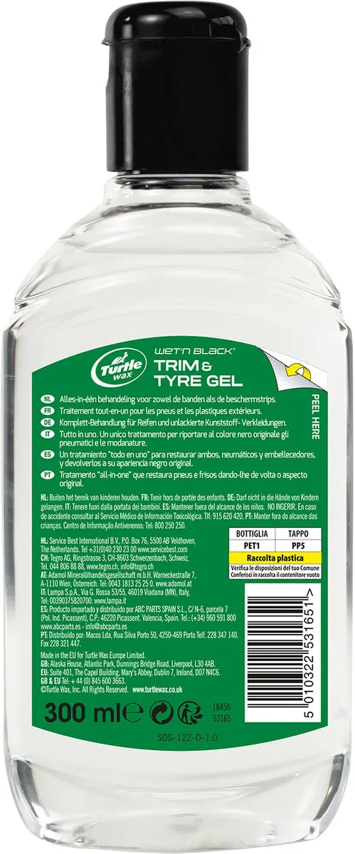 Turtle Wax Wet N Black Tyre & Trim Gel 300ml - afbeelding 2 van 5