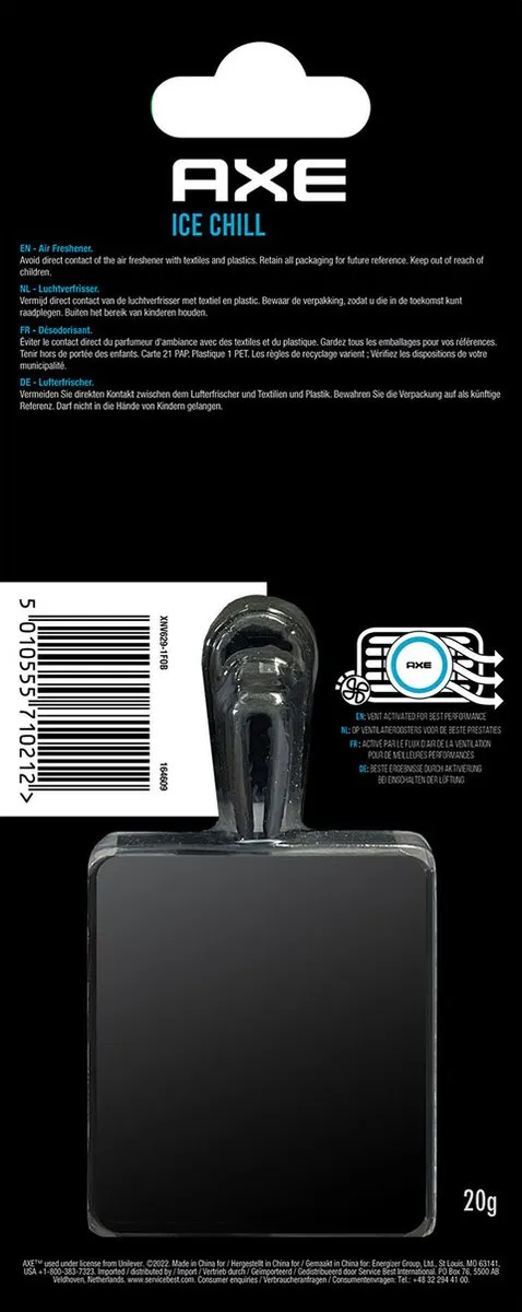 Axe Luchtverfrisser Mini Vent 3 Cm Ice Chill Zwart/blauw
