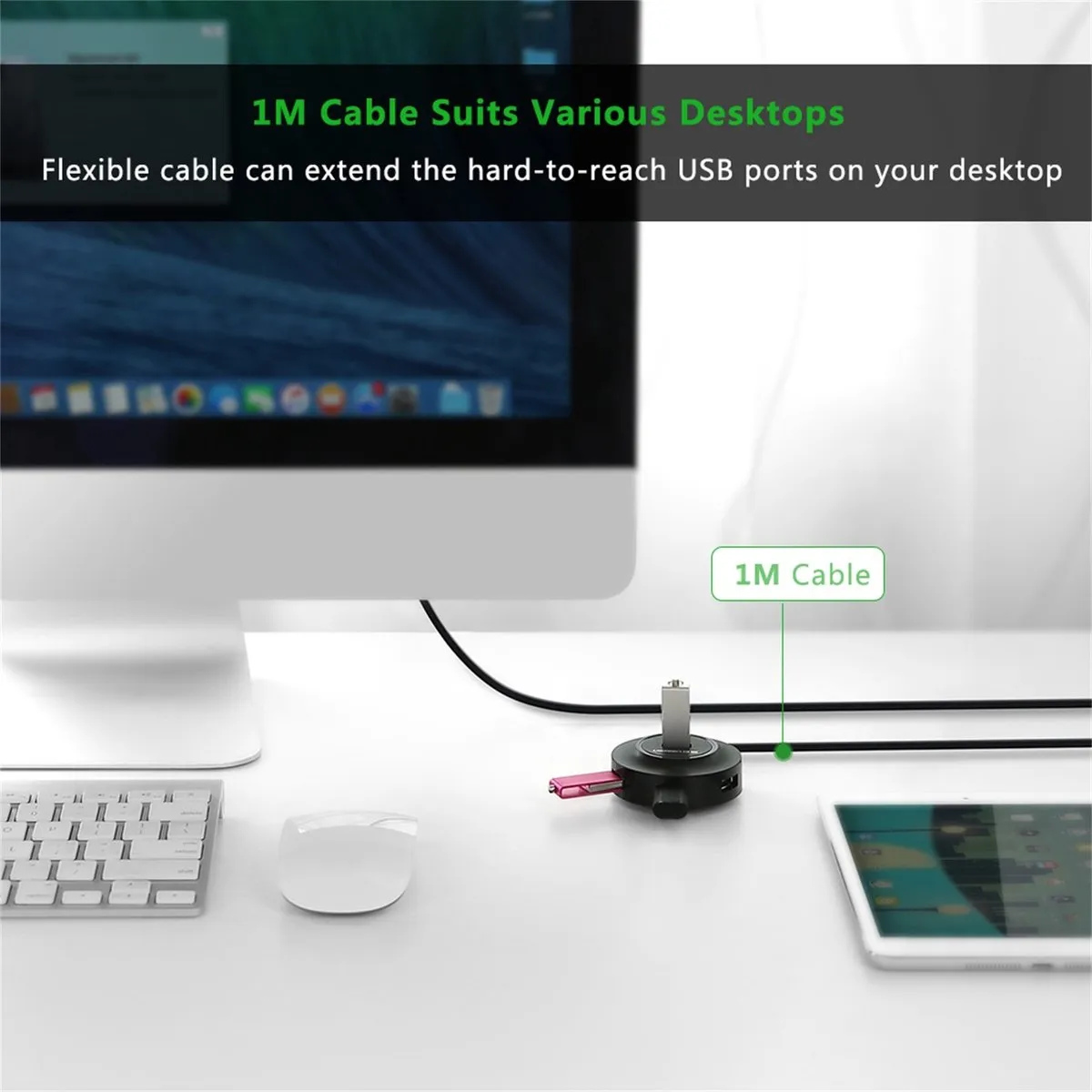 UGREEN USB A Hub CR106-20277 - 4x USB 2.0 - 1m Kabel - Zwart