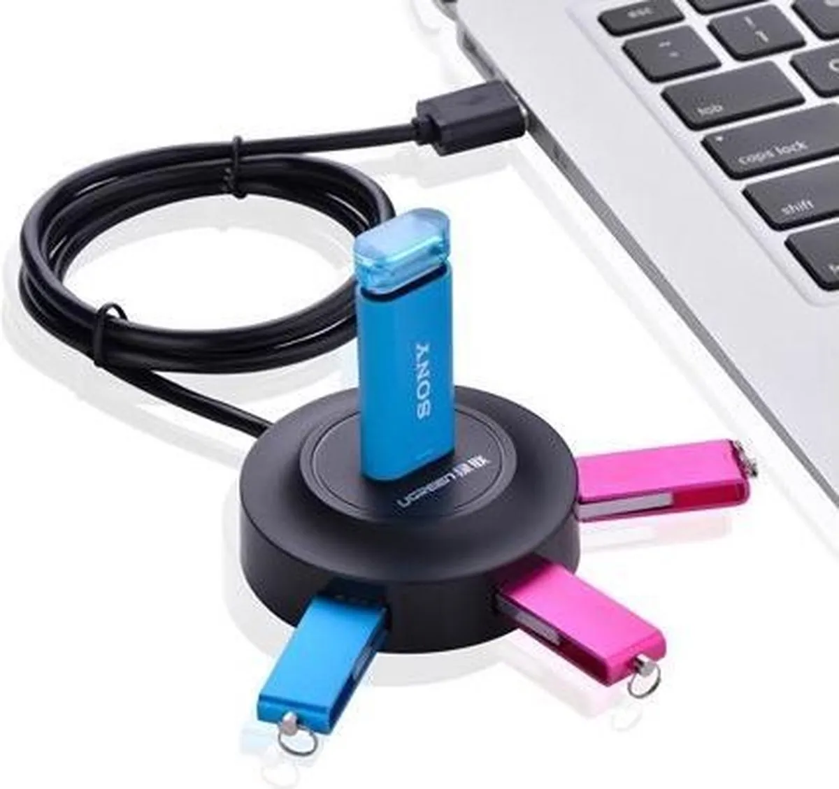 UGREEN USB A Hub CR106-20277 - 4x USB 2.0 - 1m Kabel - Zwart