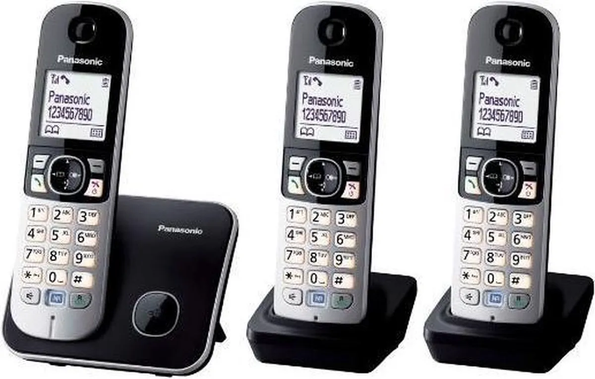 Panasonic KX-TG6813NLB DECT Telefoon - 3 Handsets - Zwart/Zilver