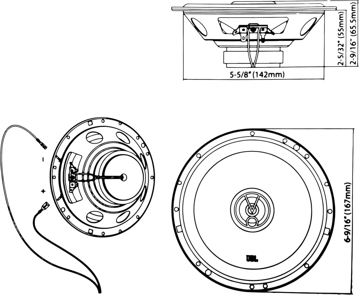 JBL Stage1 61F Autospeakers 200W - 2-weg Coaxiaal - Ø16cm - Zwart - afbeelding 6 van 6