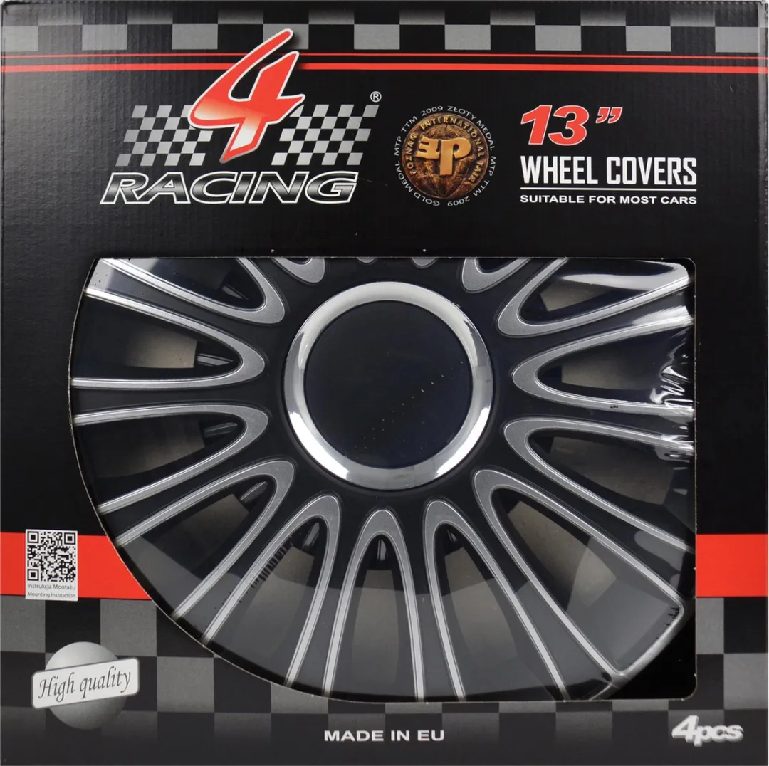 Carpoint Wieldoppen Le Mans Pro 13" ABS - Zwart/Zilver - 4 Stuks