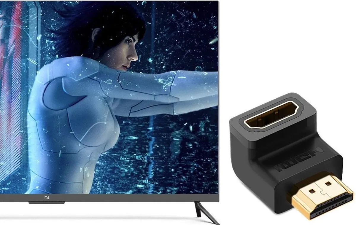 Ugreen HDMI Male naar Female Adapter Hoek Omlaag - Zwart