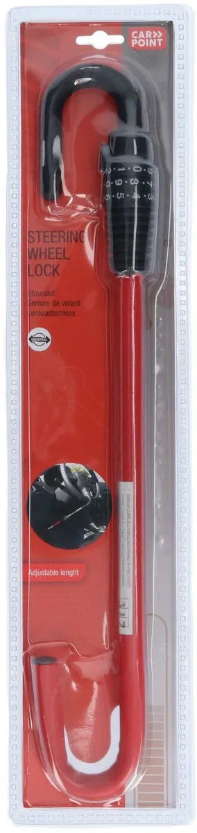 Carpoint Stuurslot met Combinatieslot - Rood