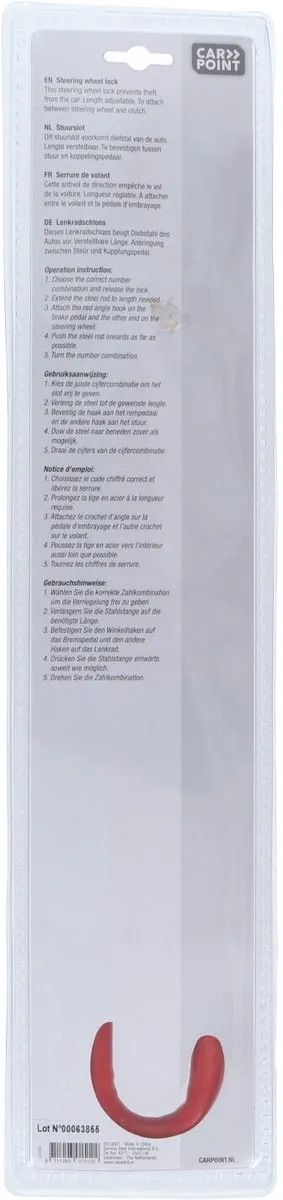 Carpoint Stuurslot met Combinatieslot - Rood