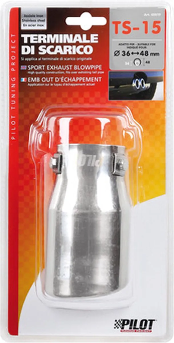 Lampa RVS Uitlaatsierstuk TS-15 36mm - Zilver