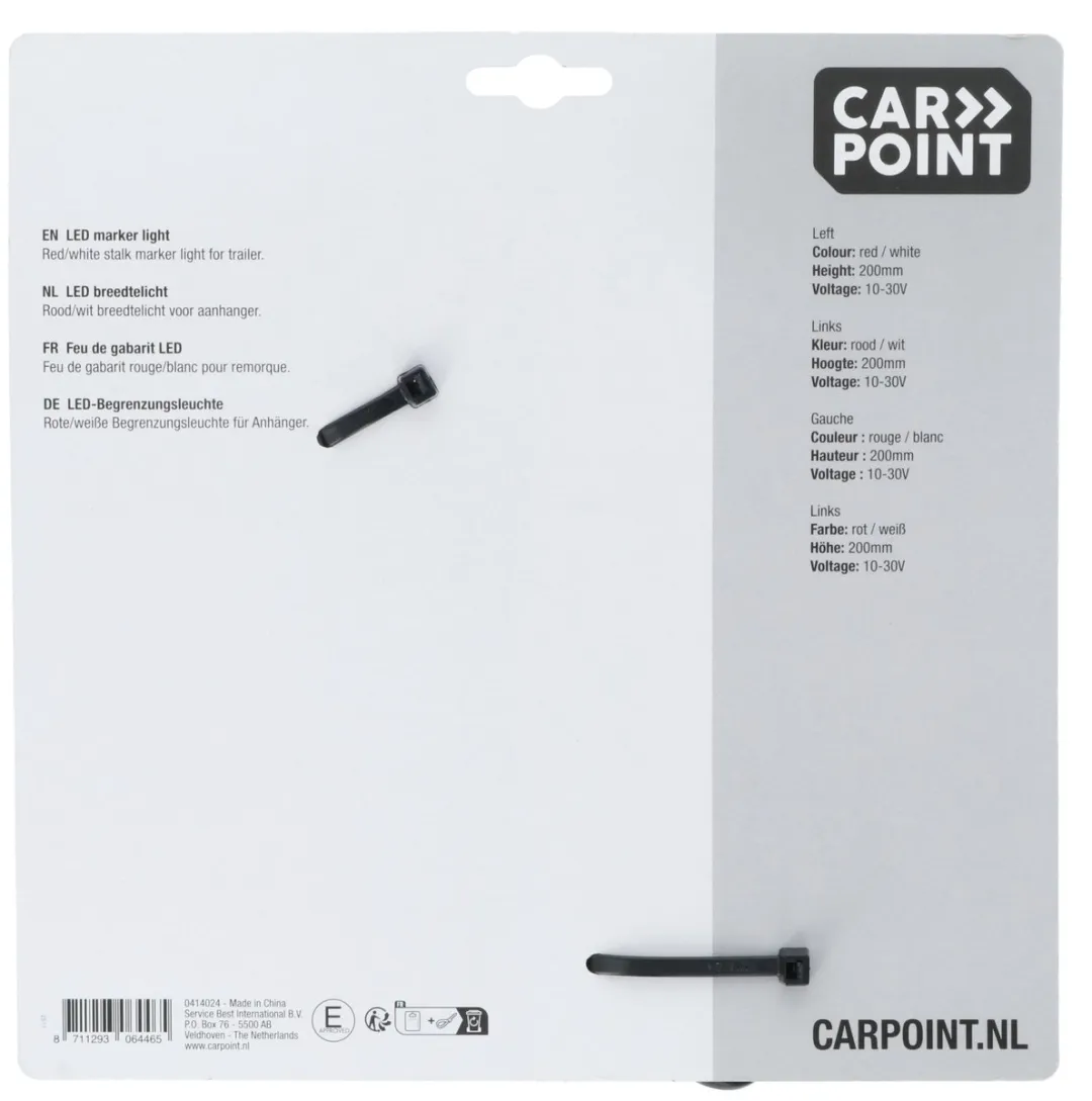 Carpoint Breedtelicht 10-30V Links 200mm - Rood/wit
