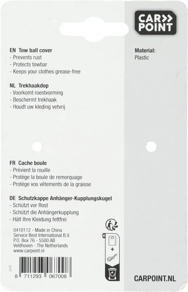 Carpoint Trekhaakdop Plastic - Zwart