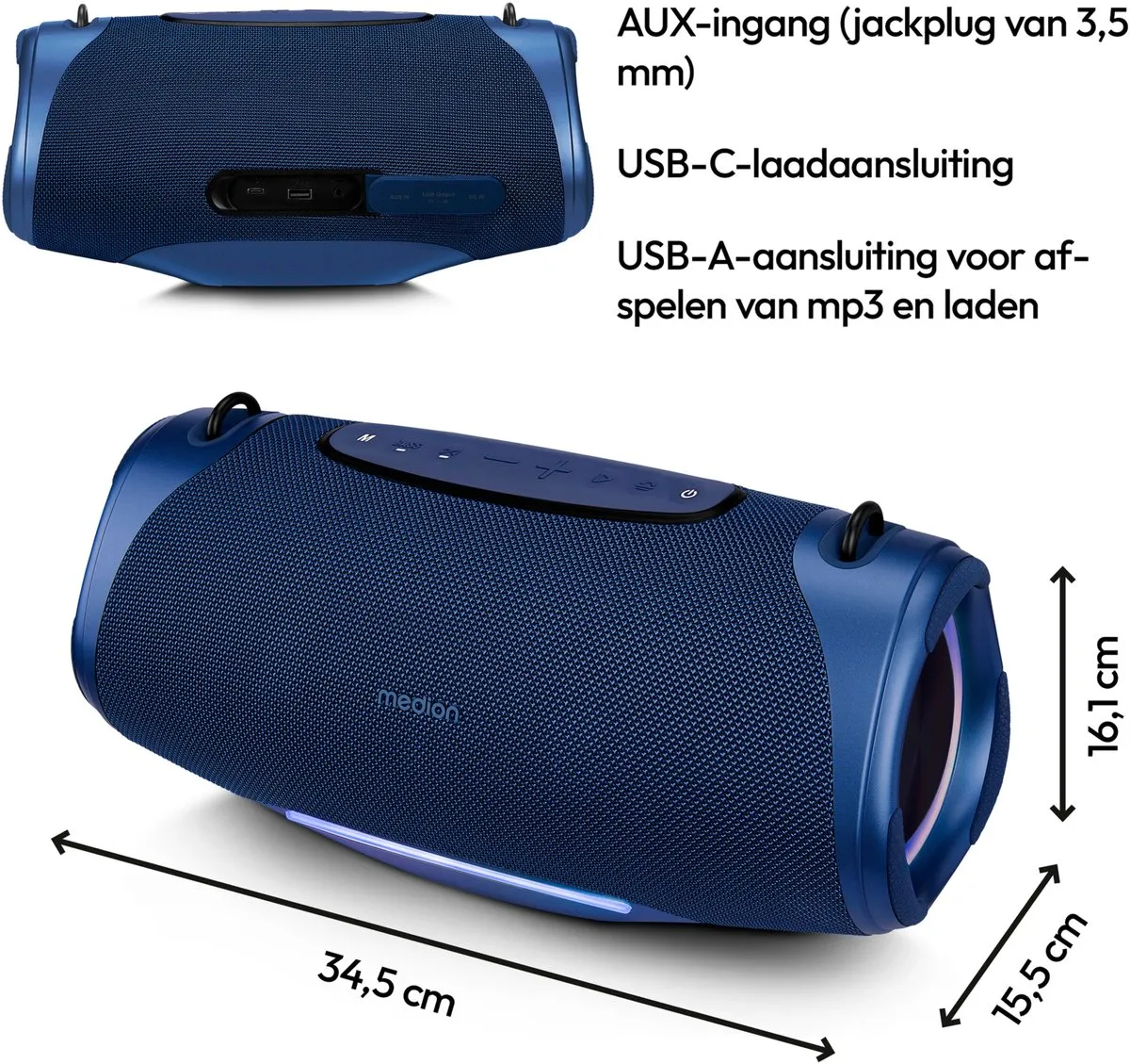 Medion P61762 Bluetooth Luidspreker - 50W Blauw - afbeelding 6 van 6