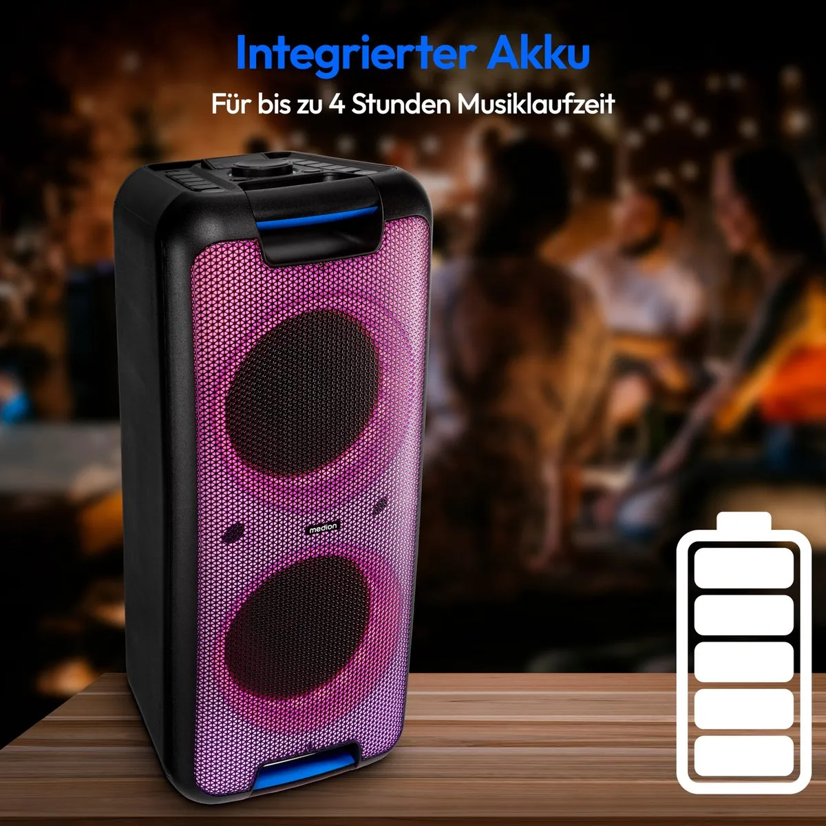 Medion PX-1 Plus Partybox - 100W - Draagbare Bluetooth-luidspreker - Zwart