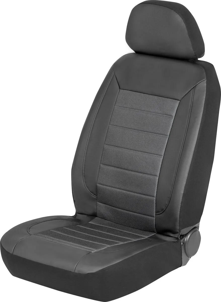 Carpoint Stoelhoesset Praag 4-delig - 2 Stuks - Zwart/Grijs gestreept
