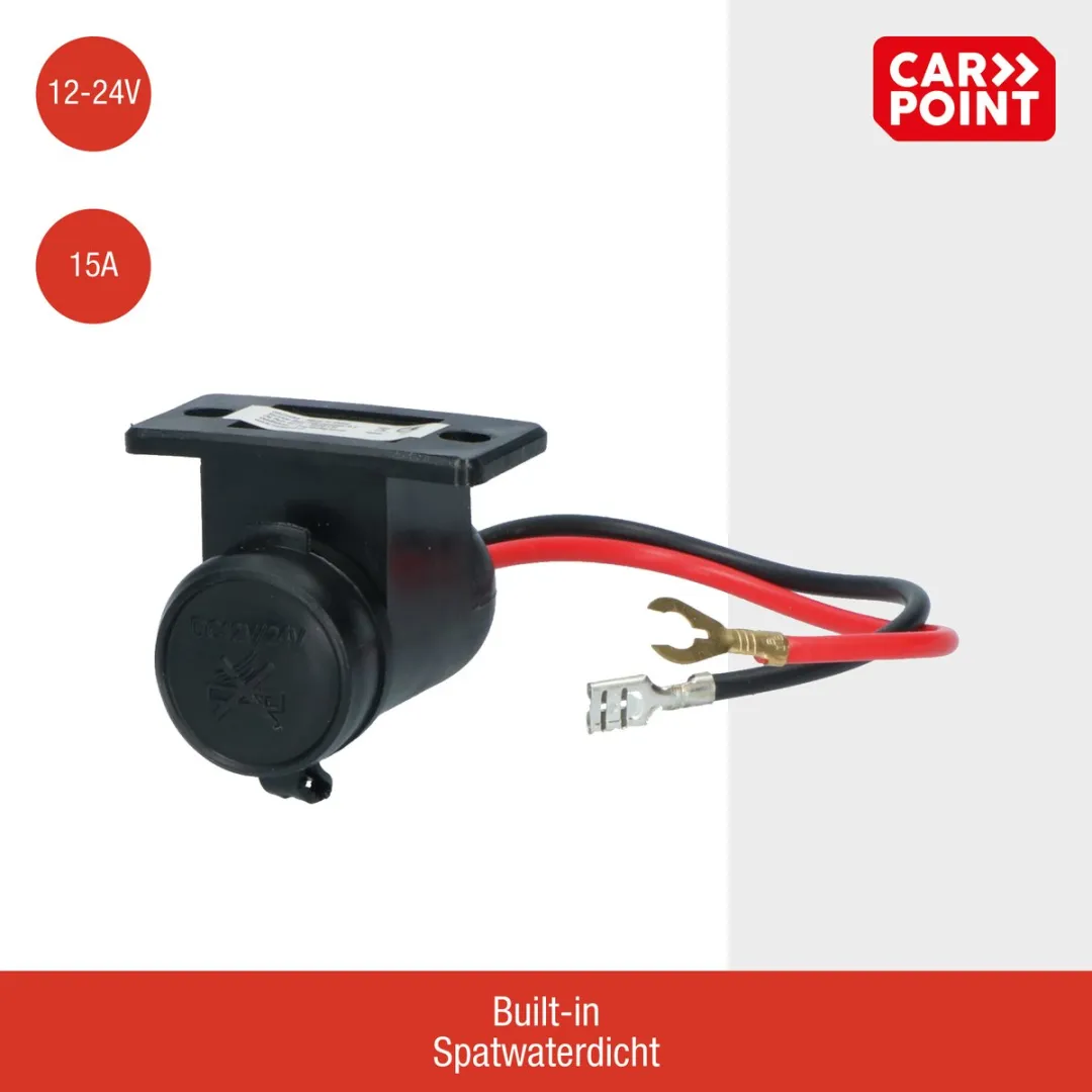 Carpoint 1-Weg Opbouw Stekkerdoos 12V/24V 15A - 21mm - IP44