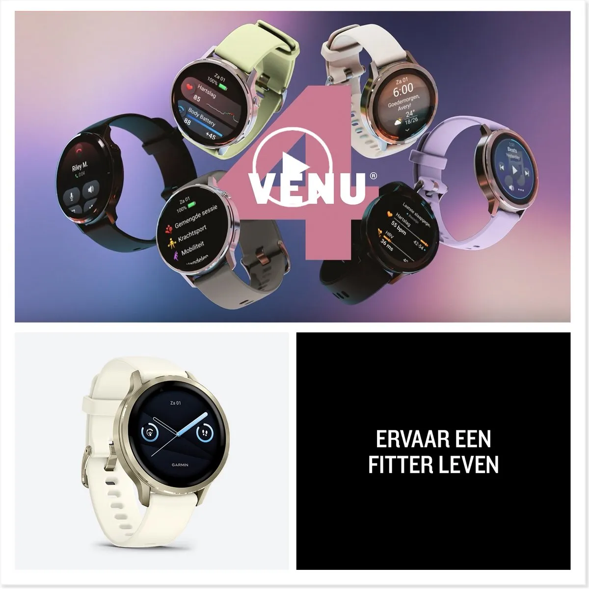 Garmin Venu 4 - Multisport smartwach - 41 mm - AMOLED - Slate Grijs/Zwart