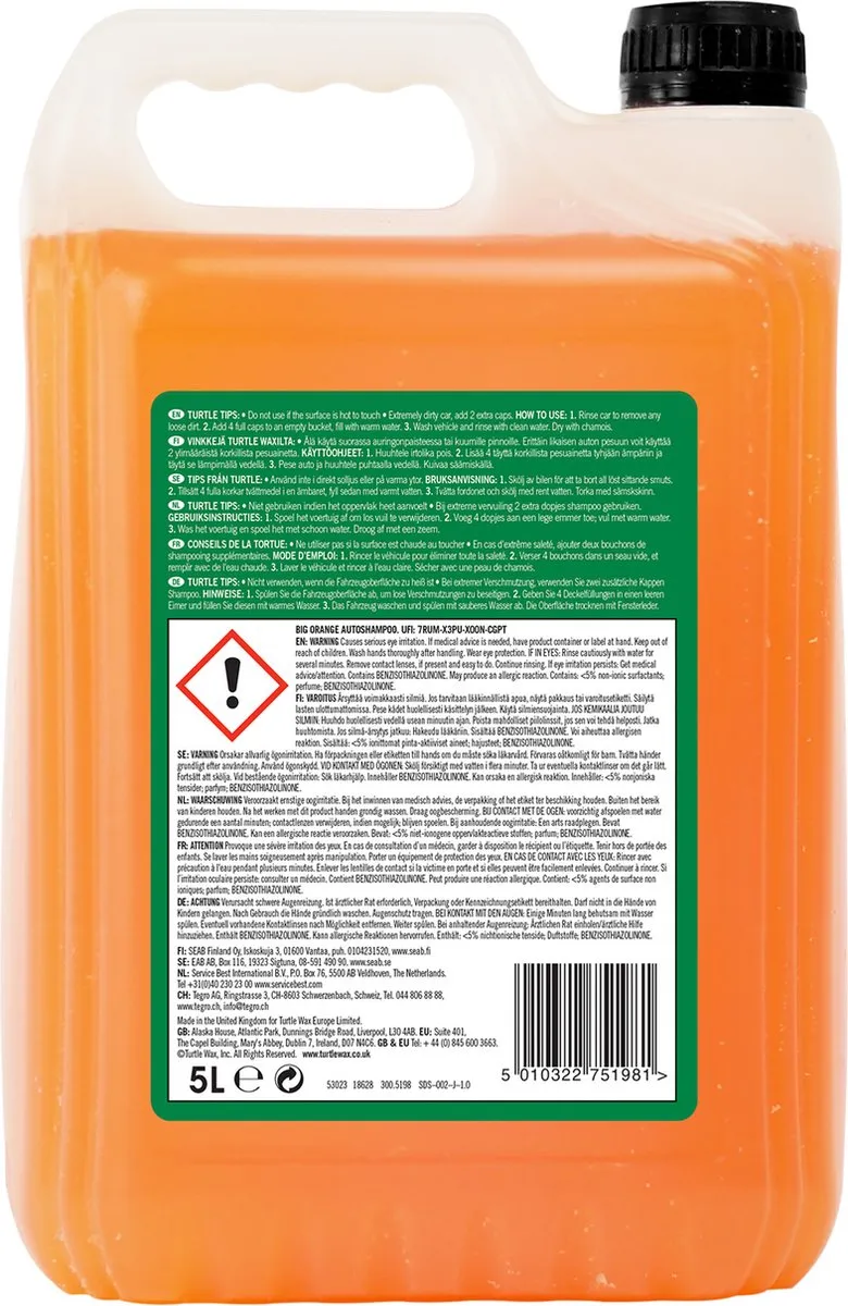 Turtle Wax Big Orange Auto Shampoo 5L