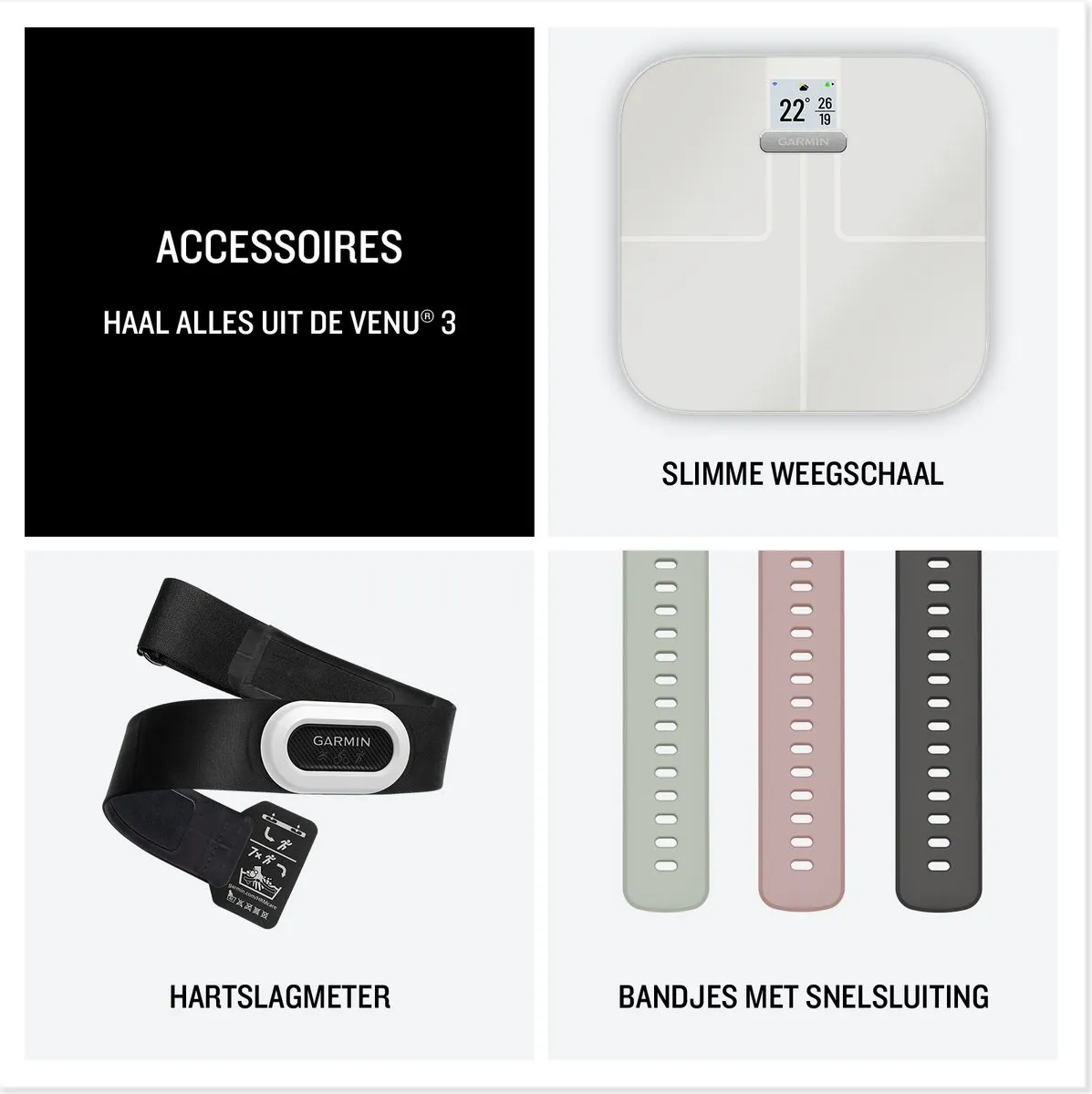Garmin Venu 3 Sporthorloge 45mm AMOLED - Whitestone