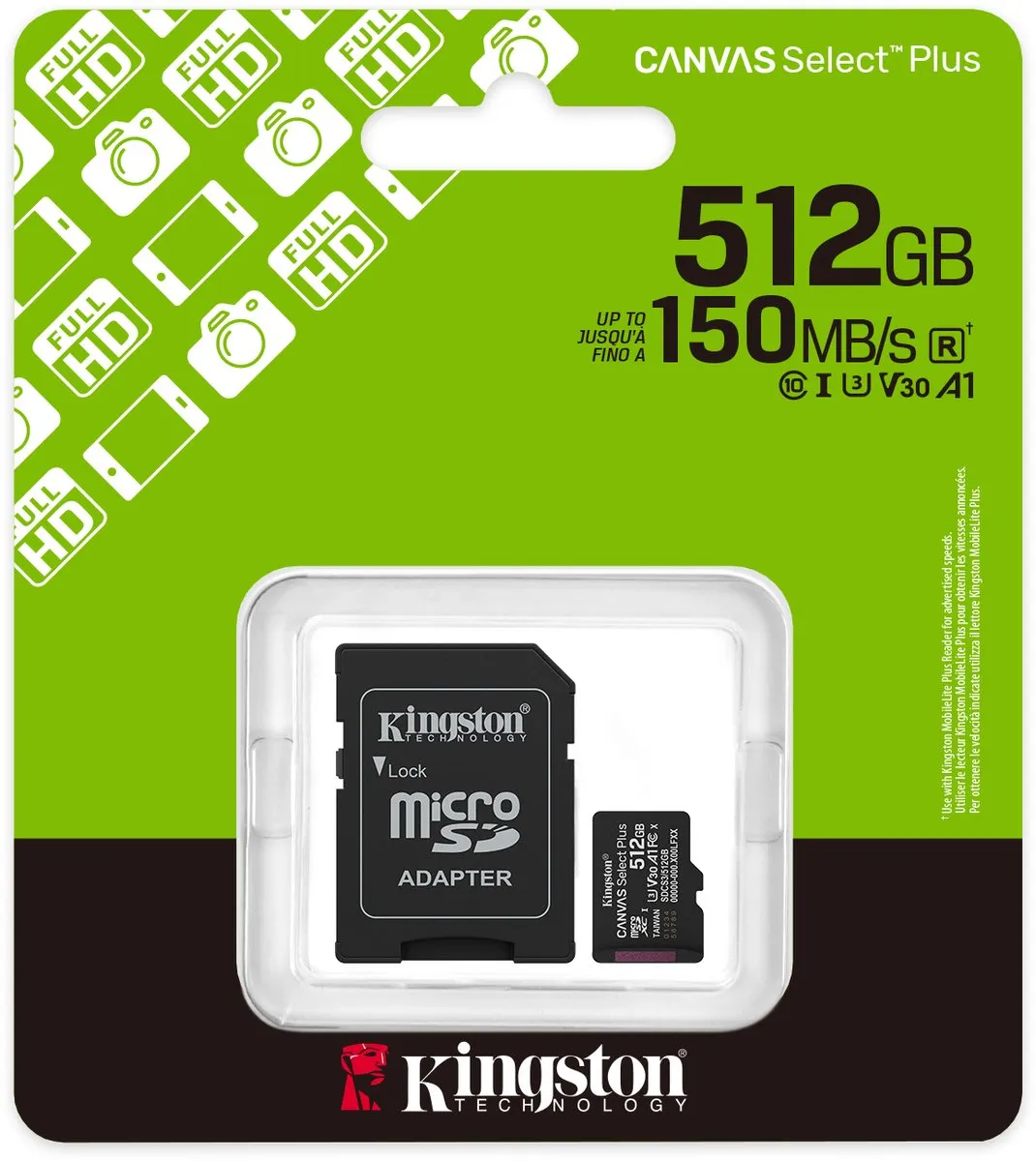 Kingston Canvas Select Plus microSDXC 512GB - UHS-I U3 V30