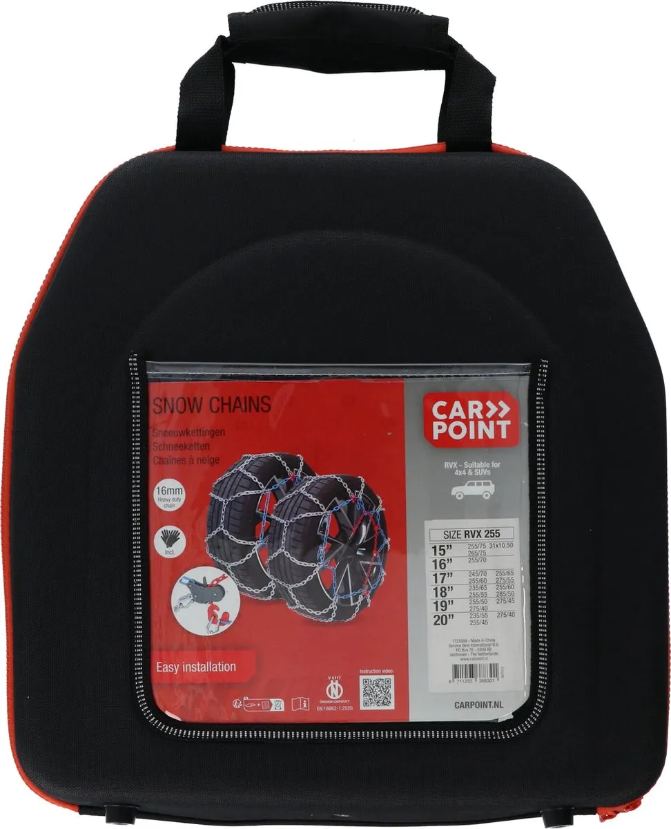 Carpoint RVX 255 Sneeuwkettingen - 16mm gehard stalen schakels - O Norm V5117/EN 16662 - afbeelding 6 van 6