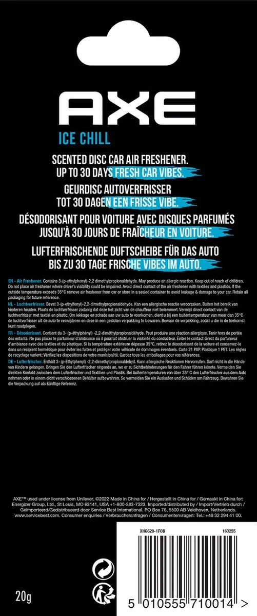 Axe Auto Luchtverfrisser California Scents ICE CHILL 20g