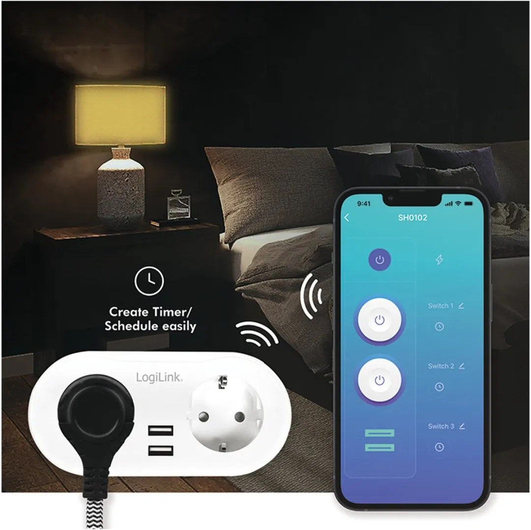 Logilink SH0102 Wi-Fi Smart Stopcontact - 2x wit