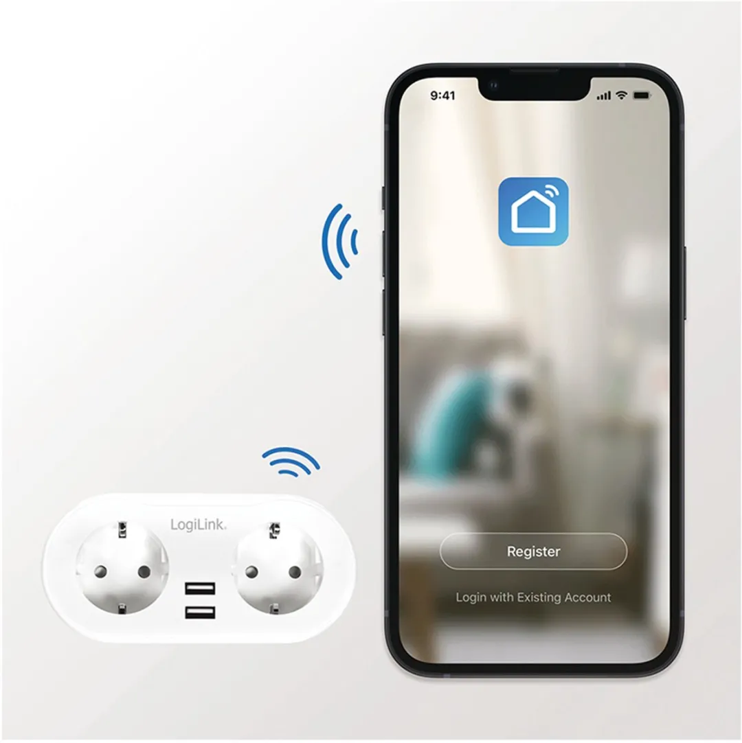 Logilink SH0102 Wi-Fi Smart Stopcontact - 2x wit