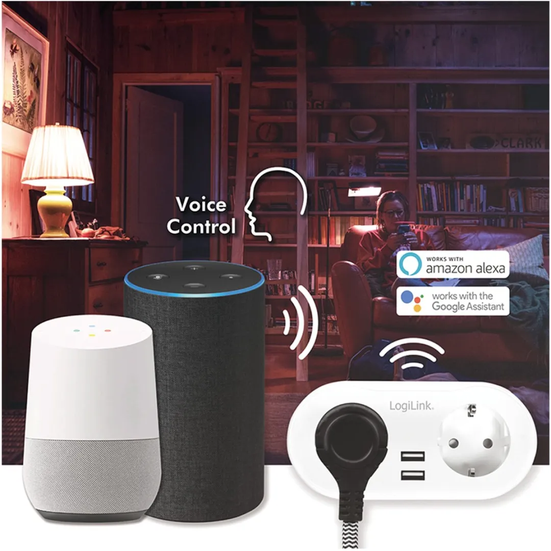 Logilink SH0102 Wi-Fi Smart Stopcontact - 2x wit