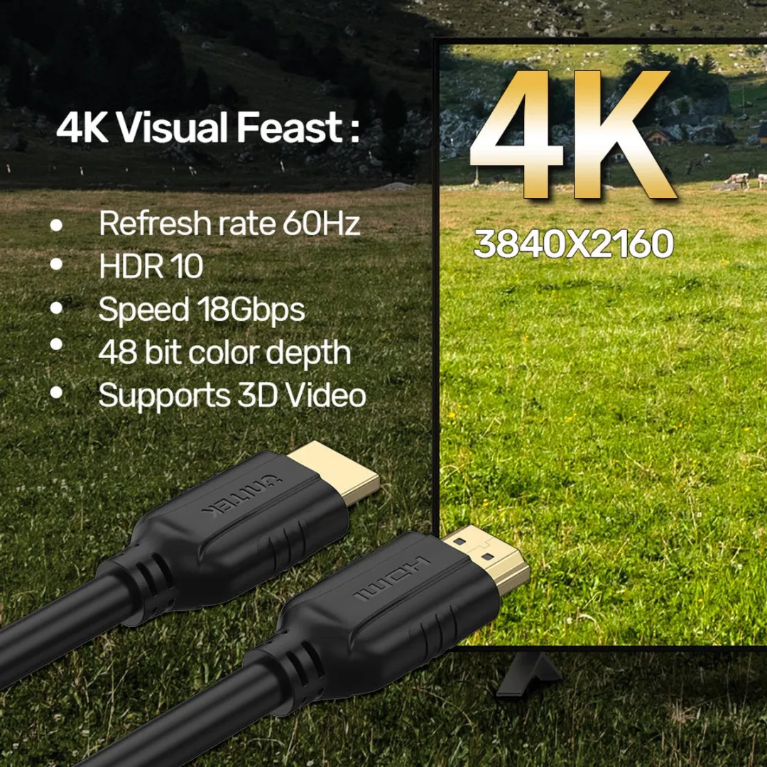 Unitek HDMI 2.0 Kabel C11079BK-10M 10m - Zwart - afbeelding 6 van 6