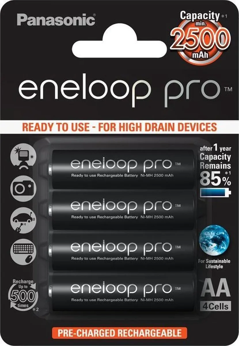 Panasonic Eneloop Pro AA 2500mAh - 4 Stuks