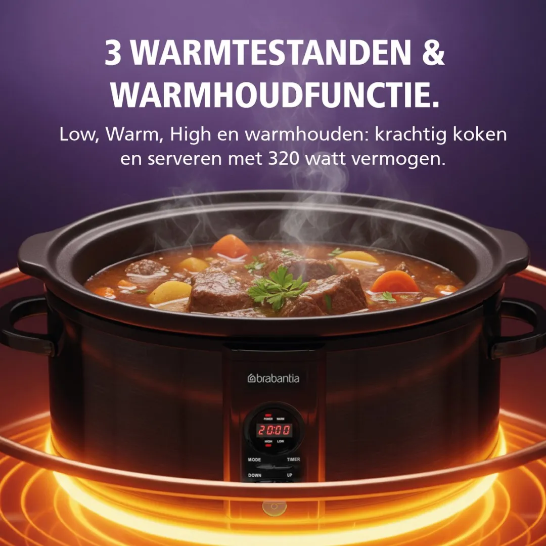 Brabantia Slowcooker BBEK1083MB - 6,5L - 320W - Zwart