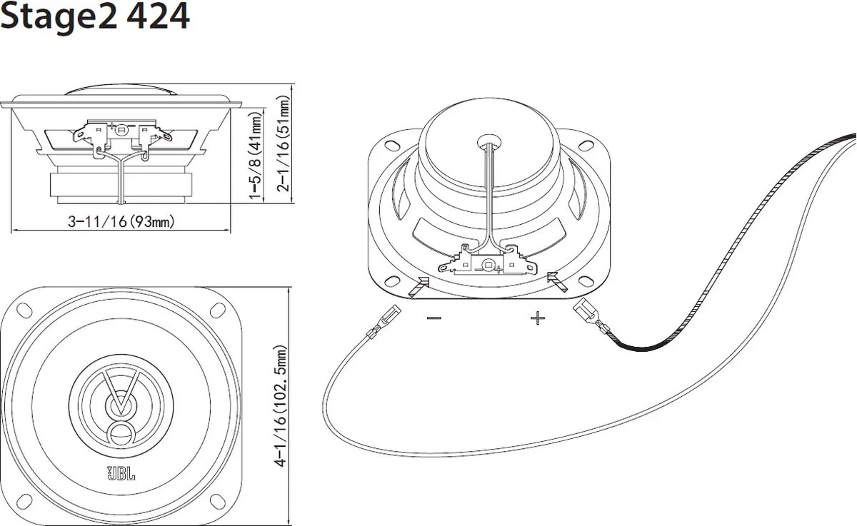 JBL Stage2 424 Autospeakerset - 4 Stuks - Zwart