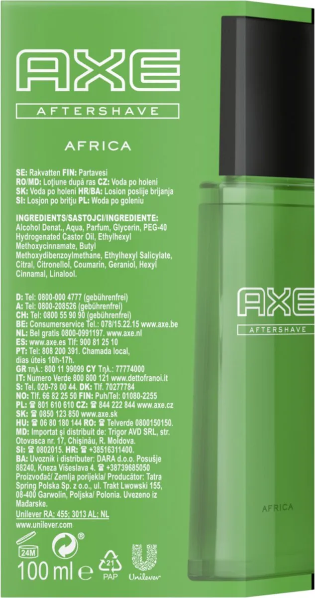 Axe Africa Aftershave Heren - 4x100ml Voordeelverpakking