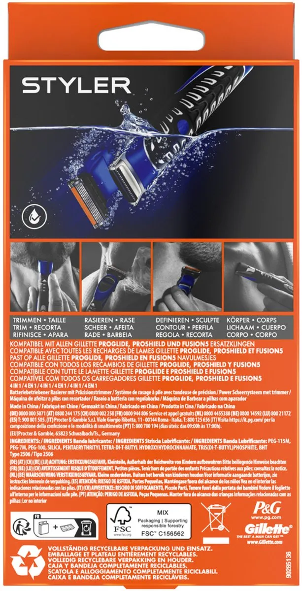 Gillette All In One Scheerapparaat - Zwart - 4 Opzetstukken