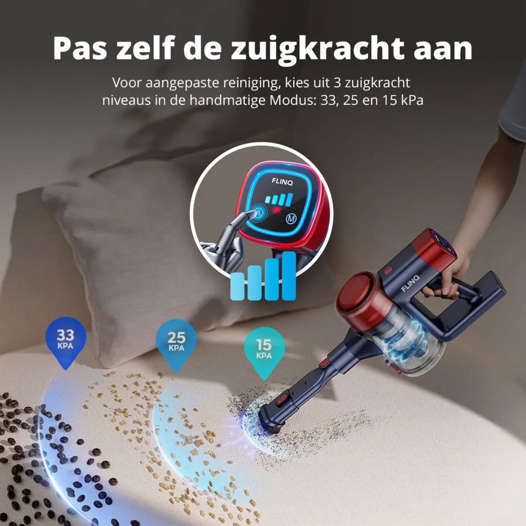 FlinQ V12 Pro Steelstofzuiger Draadloos - 180 Airwatts - Rood